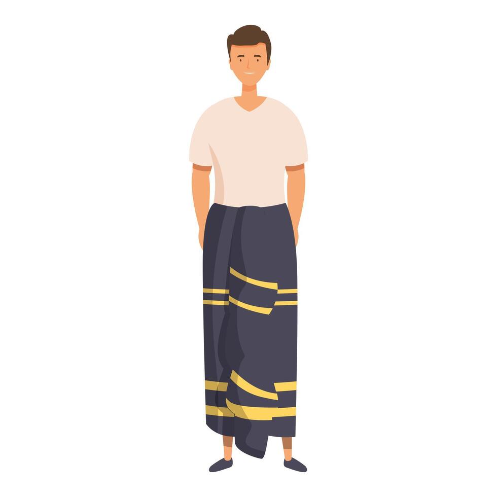 Sri lankan man wearing traditional sarong standing smiling vector