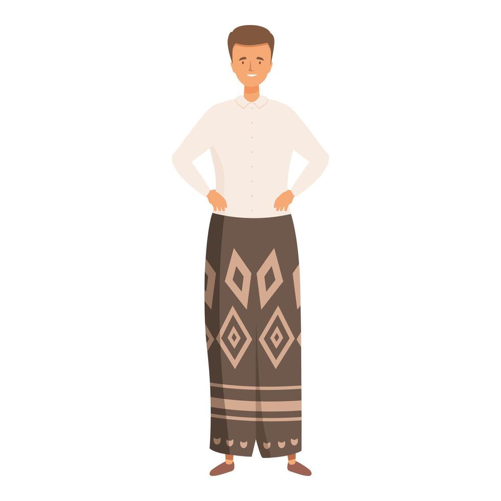 Young man wearing traditional clothing smiling and posing confidently vector
