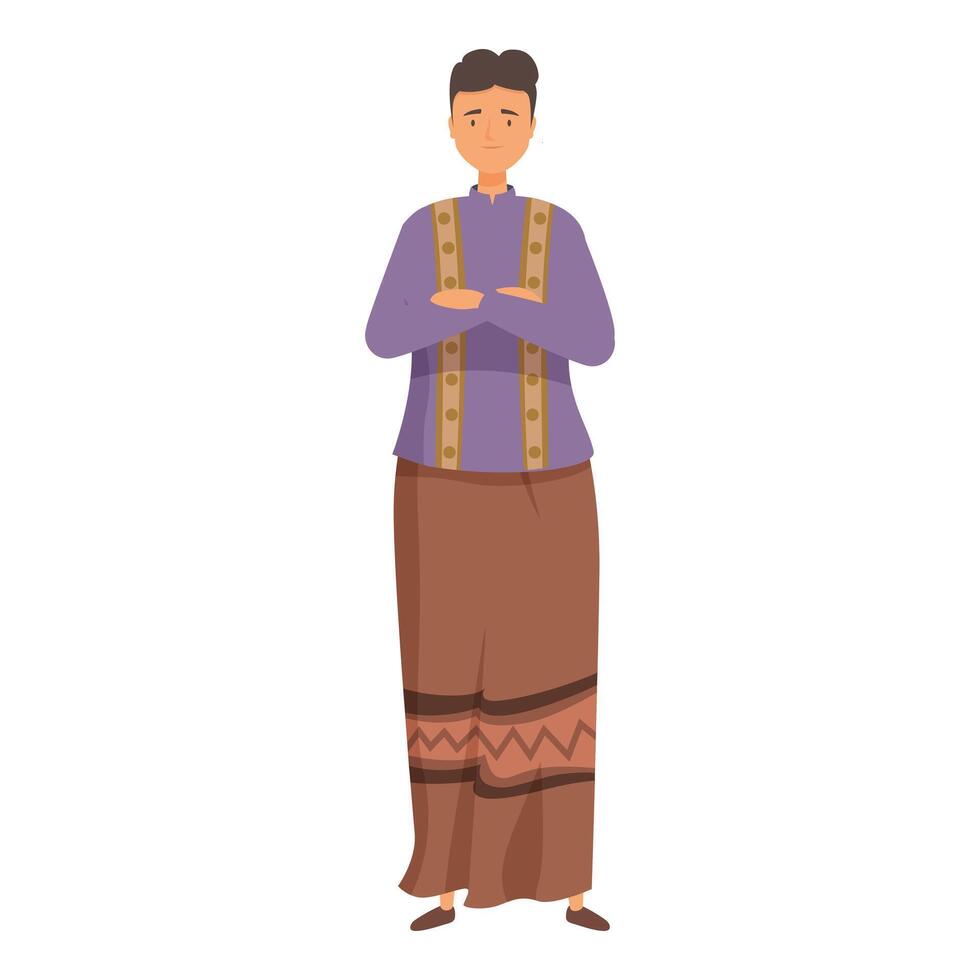 Confident man standing with arms crossed in traditional clothing vector