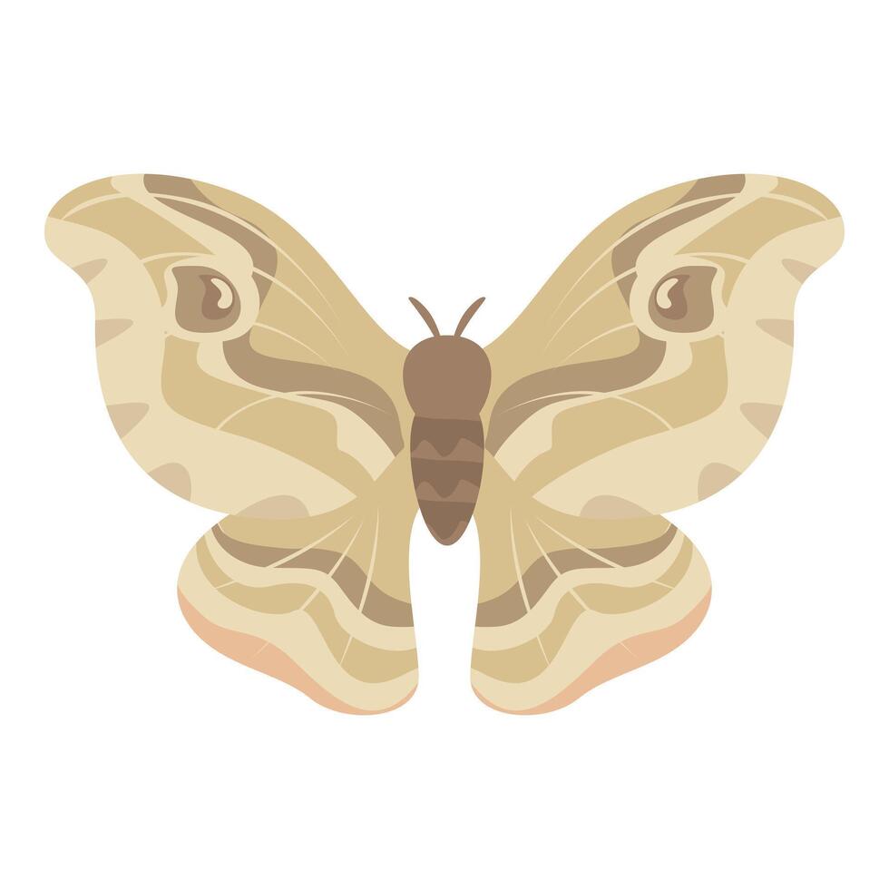 Beige moth spreading its wings on white background vector