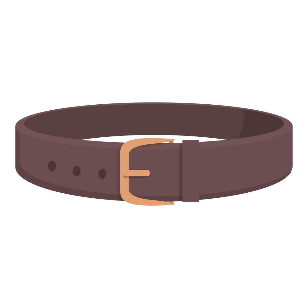 Brown leather belt with golden buckle fastened lying vector