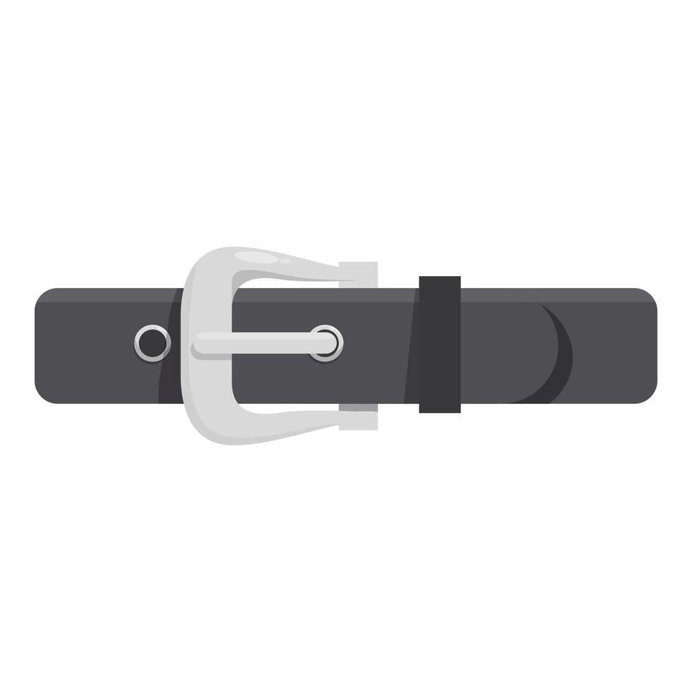 Black leather belt with metal buckle fastened on white background vector