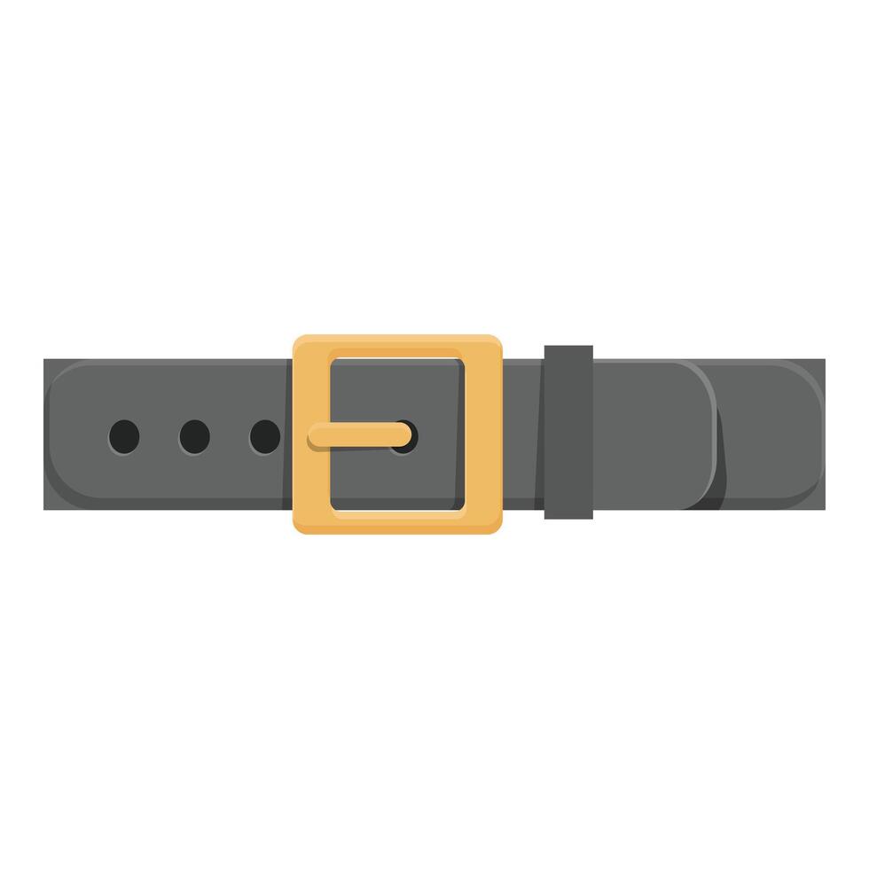 Black leather belt with golden buckle fastened on white background vector