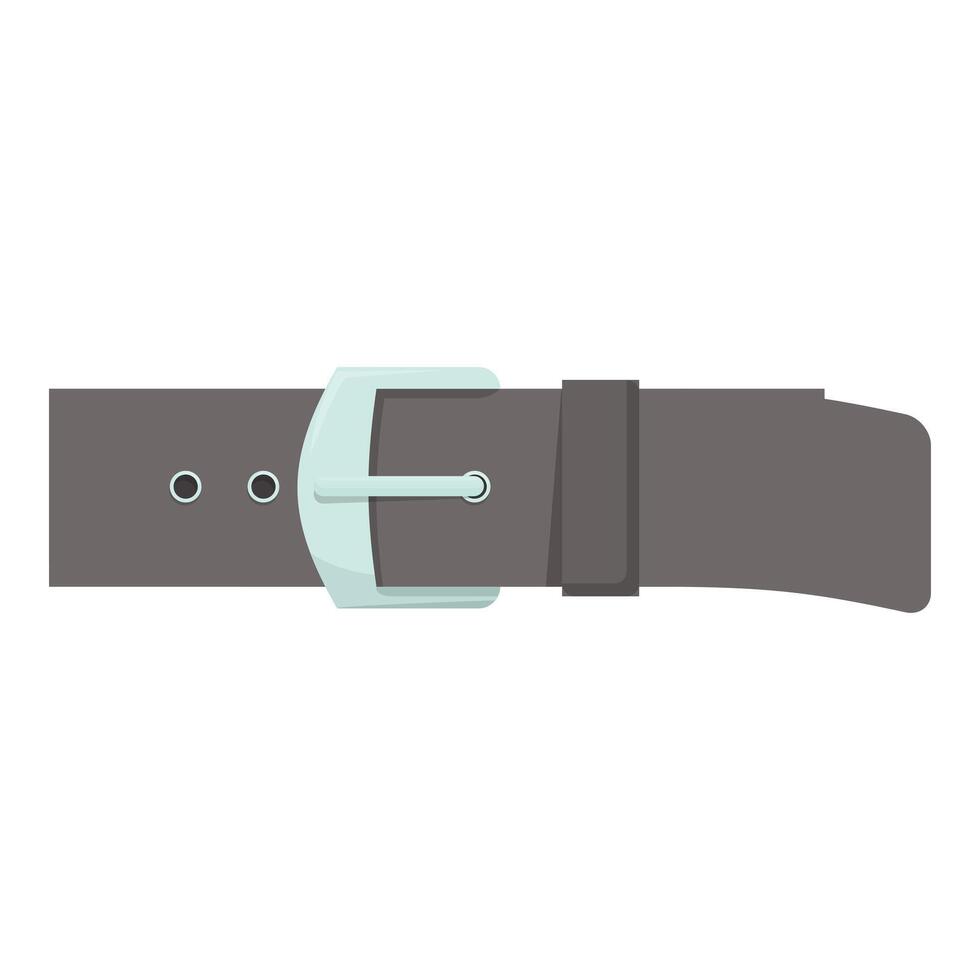 Grey leather belt with metallic buckle fastening vector