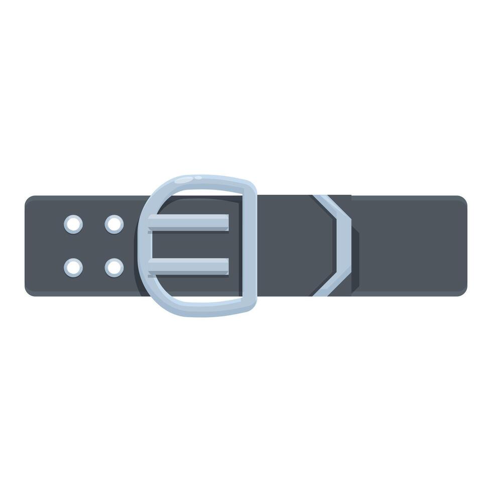 Black leather belt with metal buckle fastened on white background vector