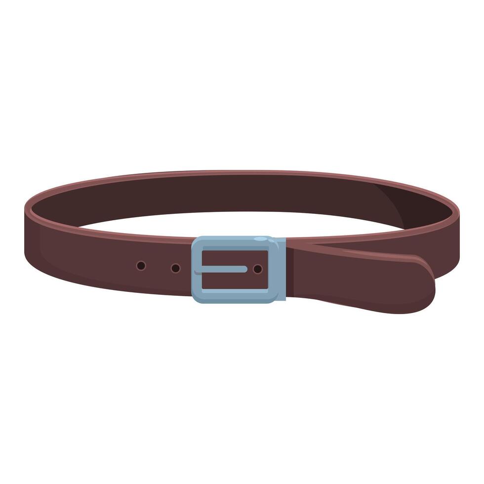 Classic brown leather belt with metal buckle fastened vector