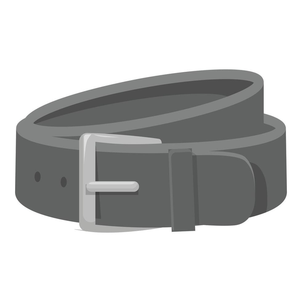 Black leather belt with metal buckle fastened and rolled vector
