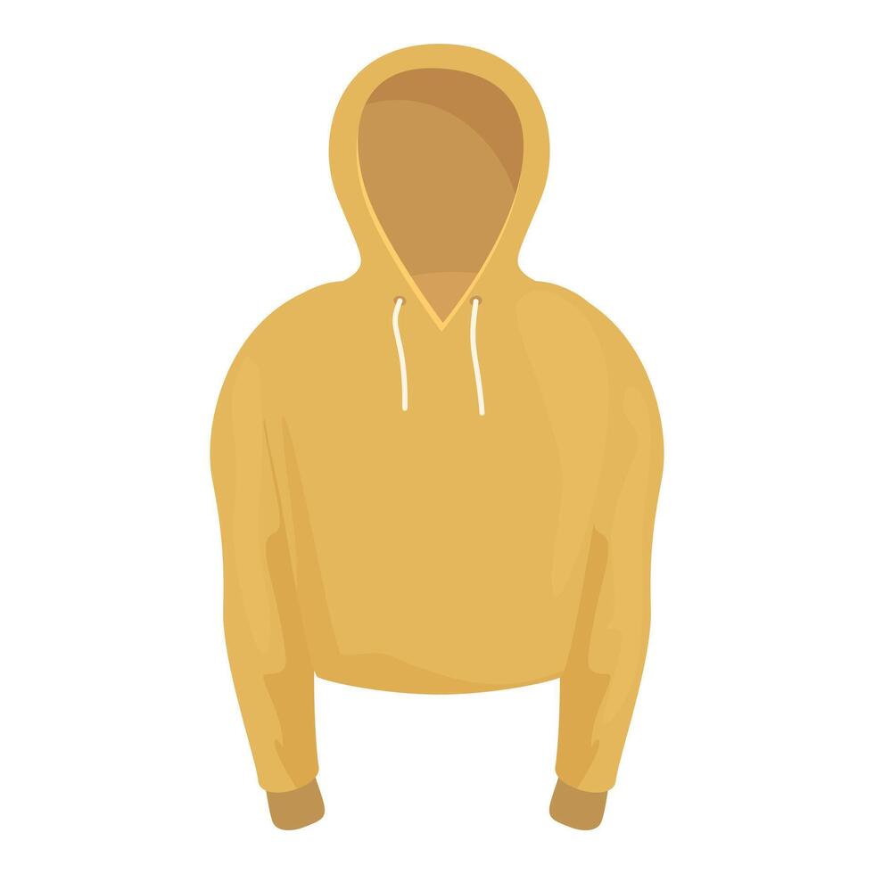 Yellow cropped hoodie sweatshirt fashion garment showing blank empty apparel vector