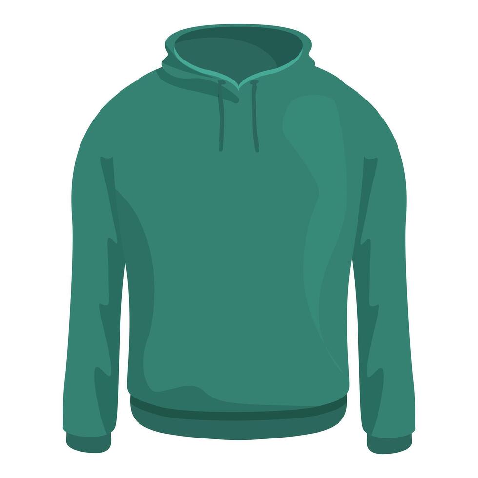 Green hoodie sweatshirt with drawstring hood isolated on white background vector