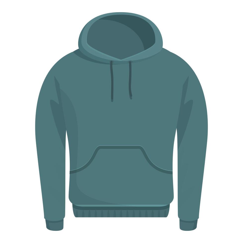 Green hoodie sweatshirt with pocket showing casual style vector