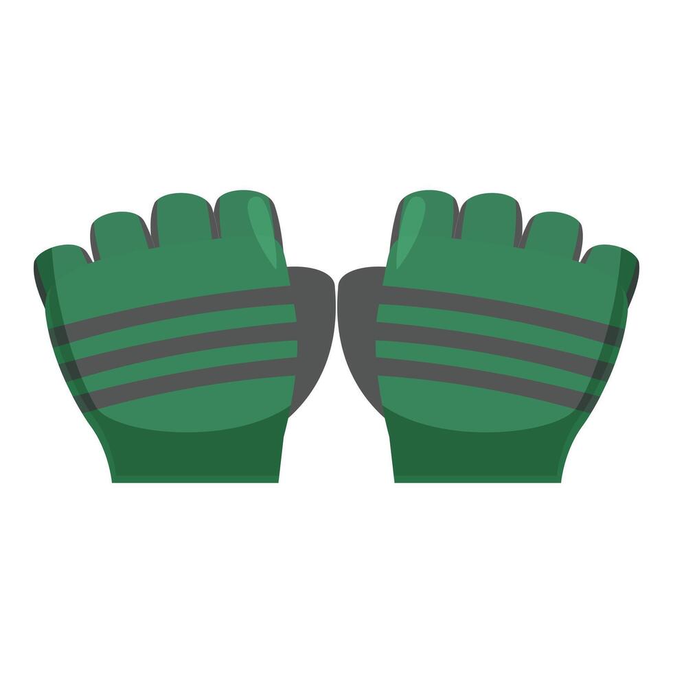 Pair of green fitness gloves with open fingers for weight lifting vector