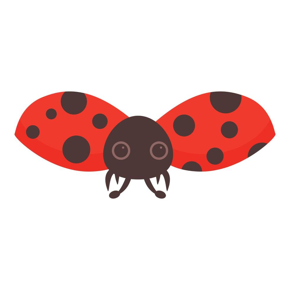 Cute ladybug opening wings getting ready to fly vector