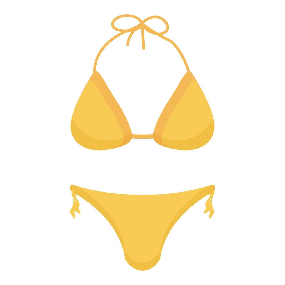 Yellow bikini isolated on white background representing summer vacation vector
