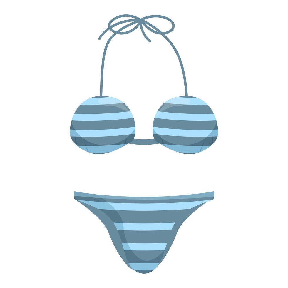 Blue striped bikini with a halter top isolated on a white background vector