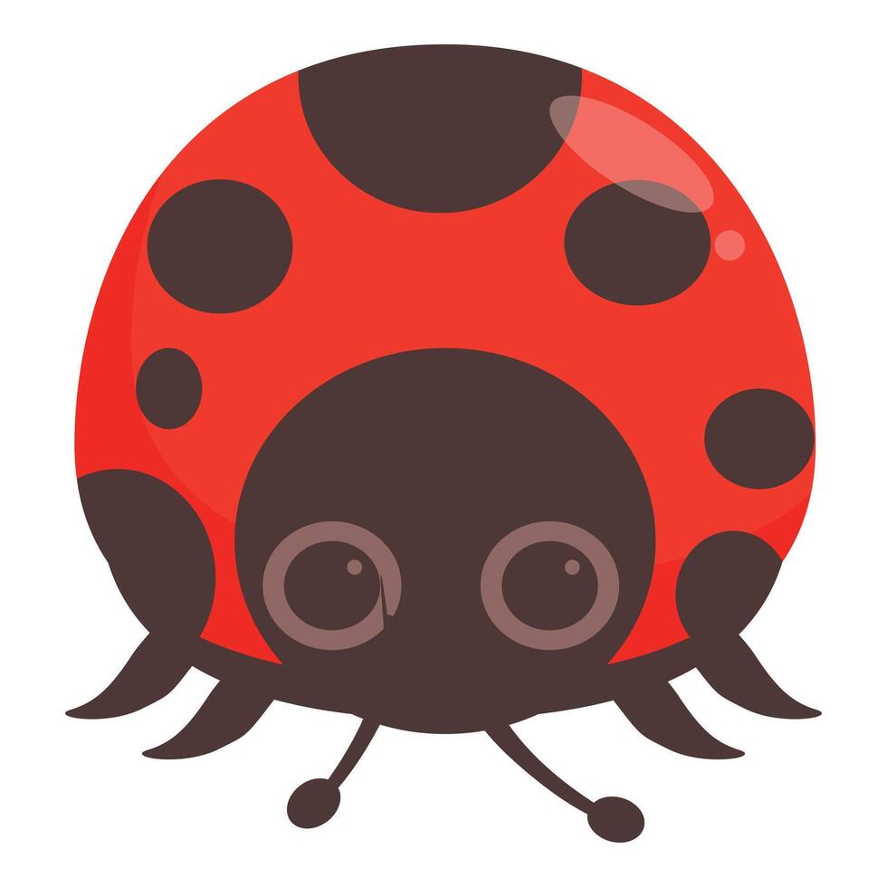 Cute ladybug crawling with shiny red shell and black spots vector