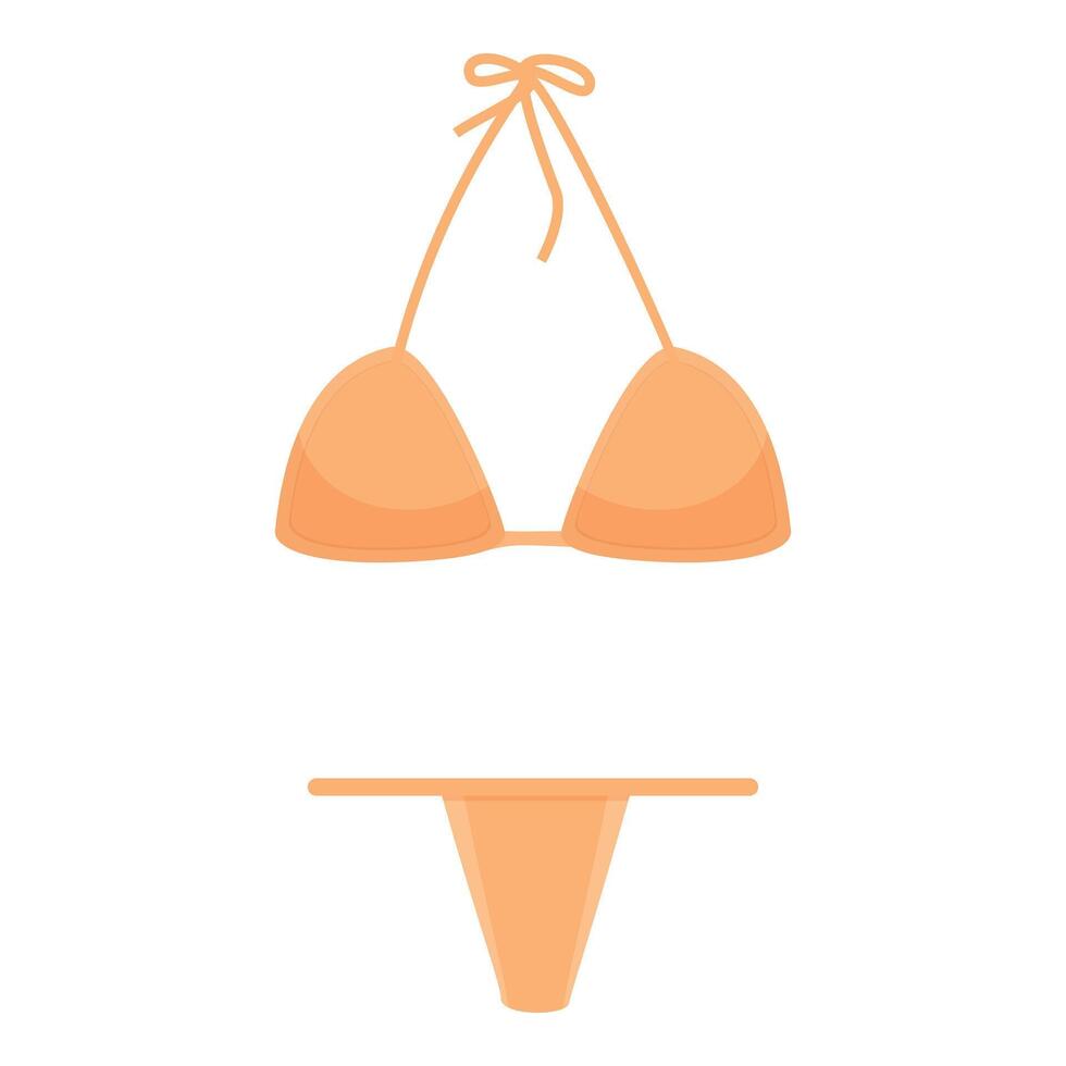 Orange bikini top and bottom isolated on white background vector