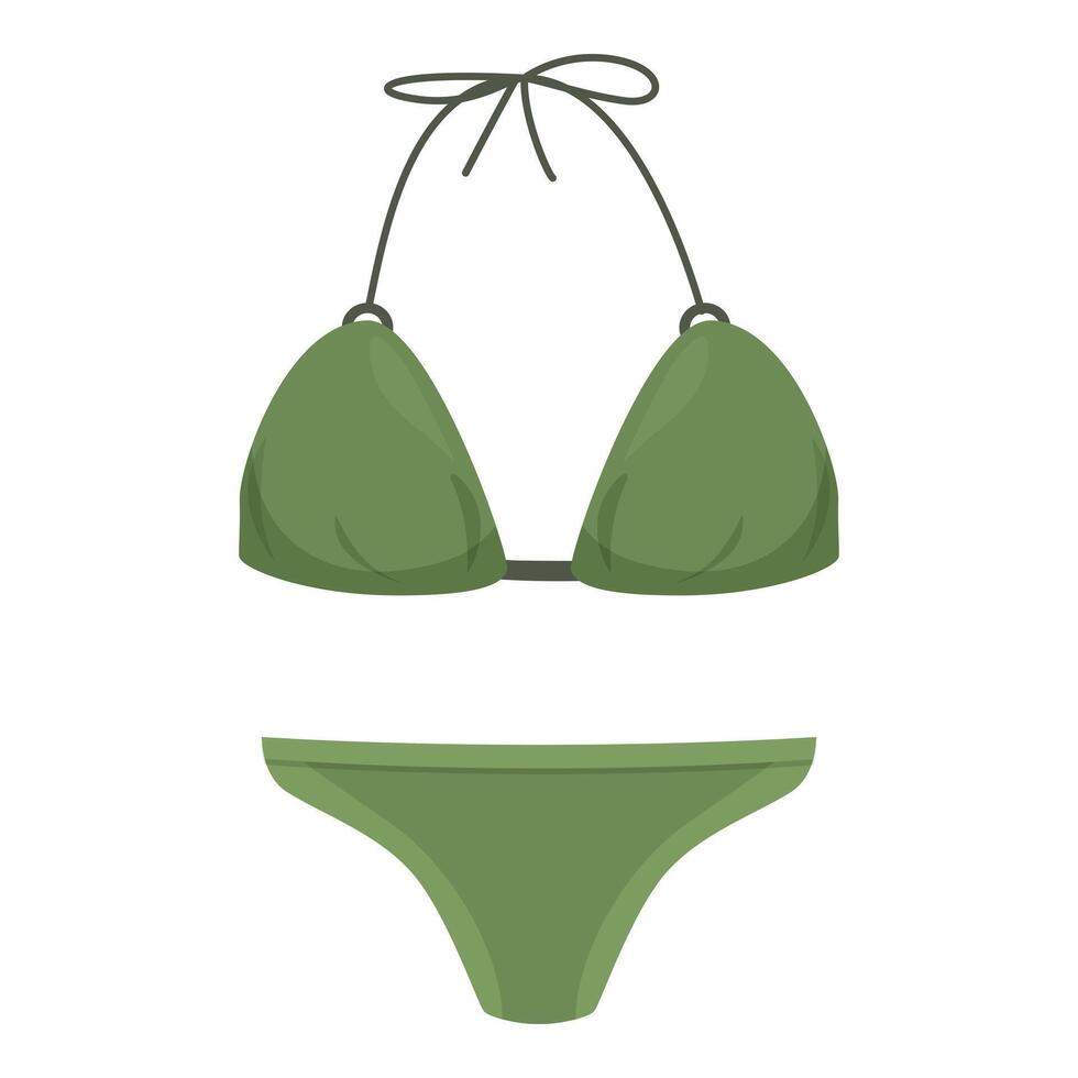 Green two piece swimsuit presenting a summer vibe vector