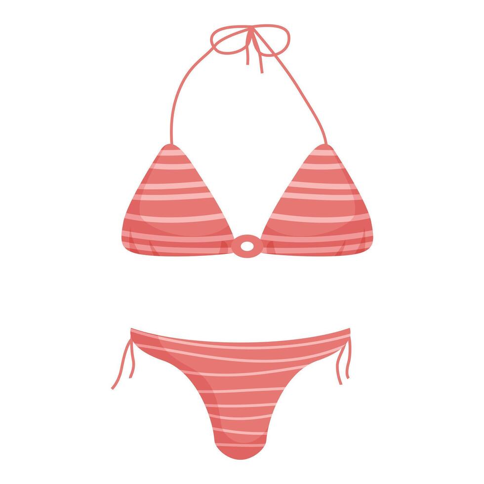 Red stripped bikini isolated on white background vector
