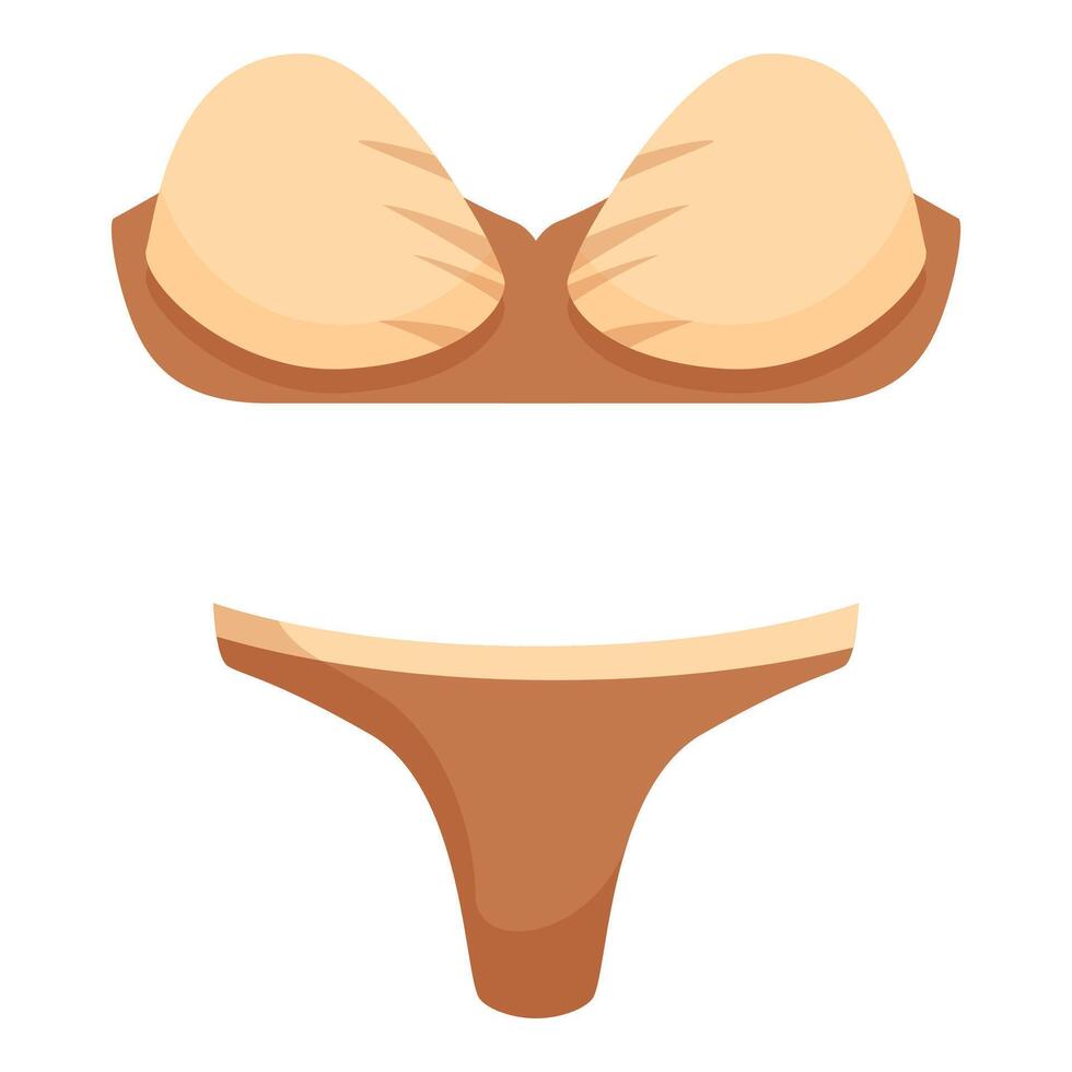 Beige two piece swimsuit isolated on white background vector