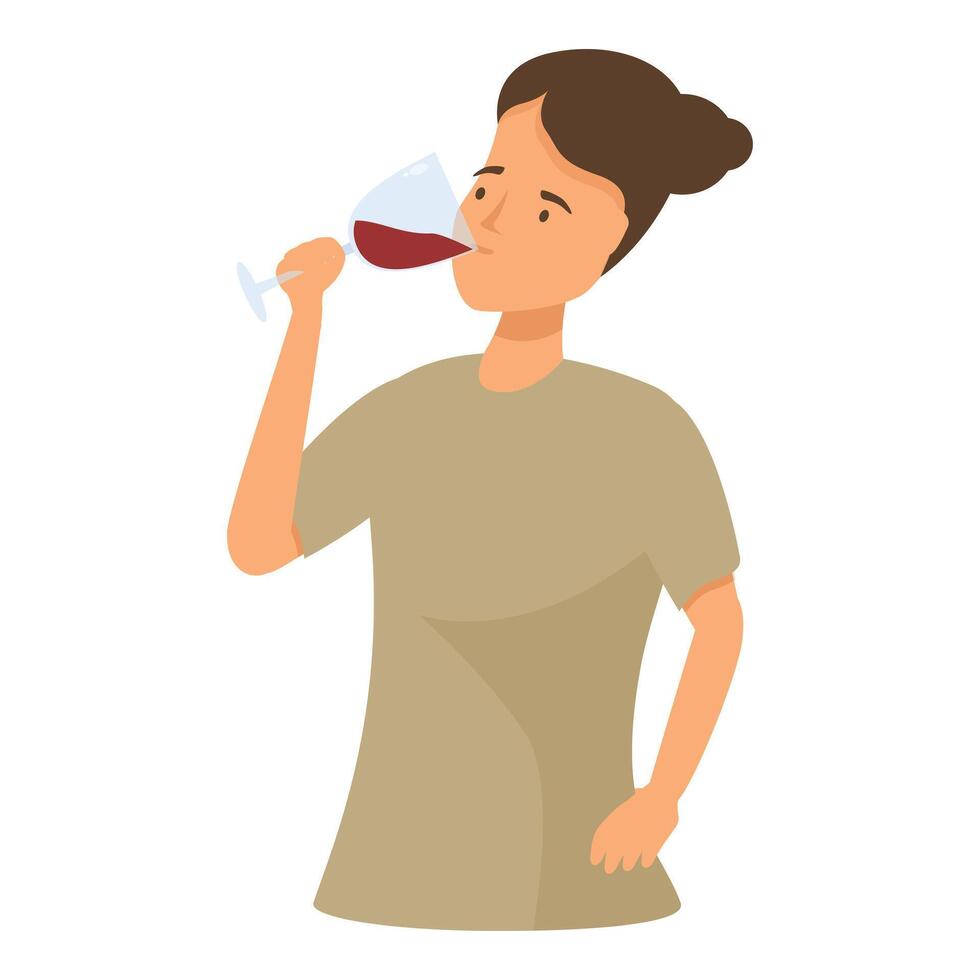 Young woman drinking red wine from a glass vector