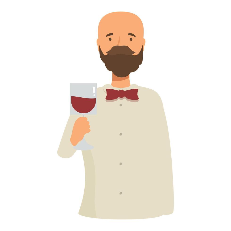 Sommelier is holding a glass of red wine vector