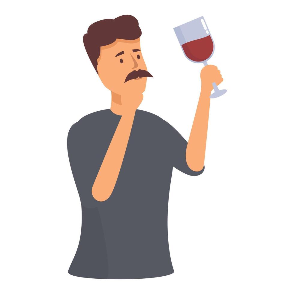 Sommelier tasting red wine and thinking about quality vector