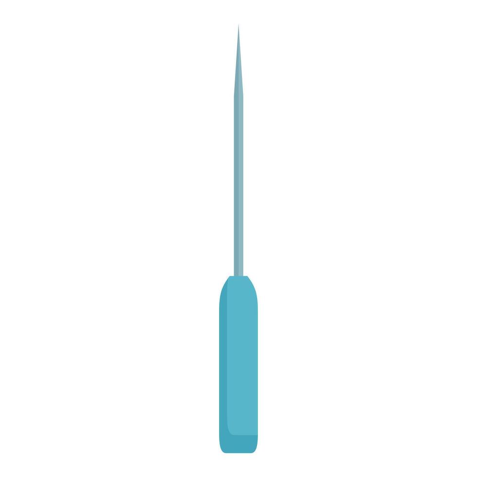 Awl with blue handle standing on white background vector