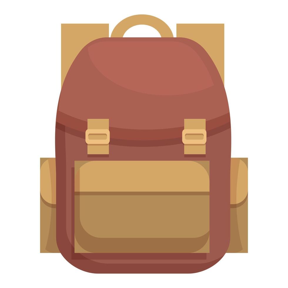 Brown backpack standing upright ready for travel and adventure vector