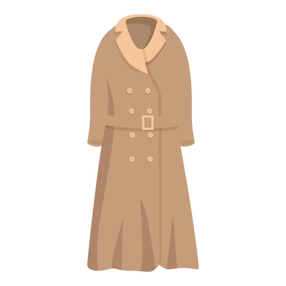 Long trench coat standing up with wide lapels and belt vector