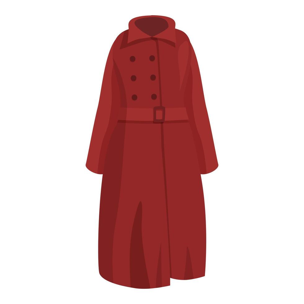 Red trench coat with belt for cold weather vector