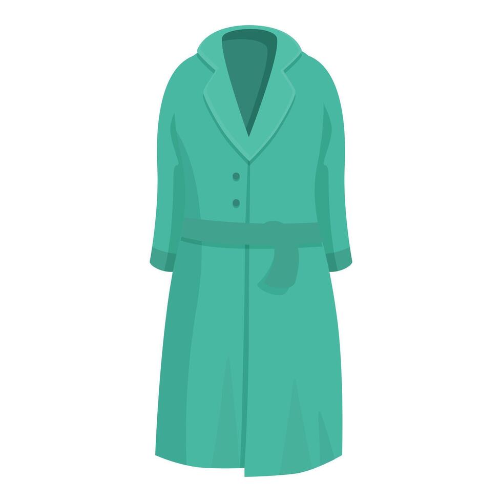 Green bathrobe tied with belt is folded on white background vector