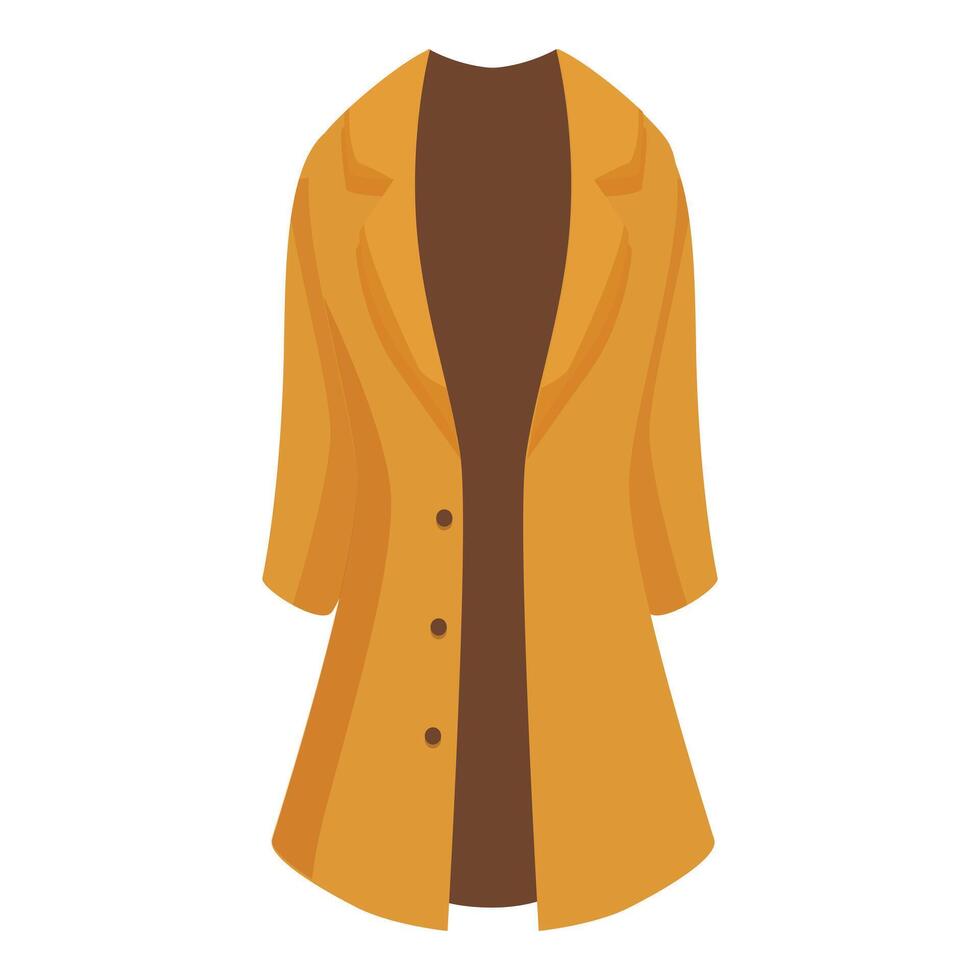 Yellow coat hanging with brown lining showing fashion illustration vector
