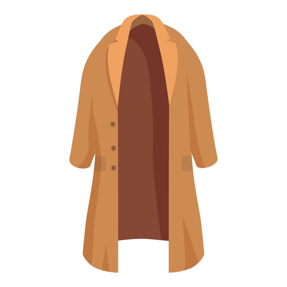 Long brown coat hanging open showing inside lining vector