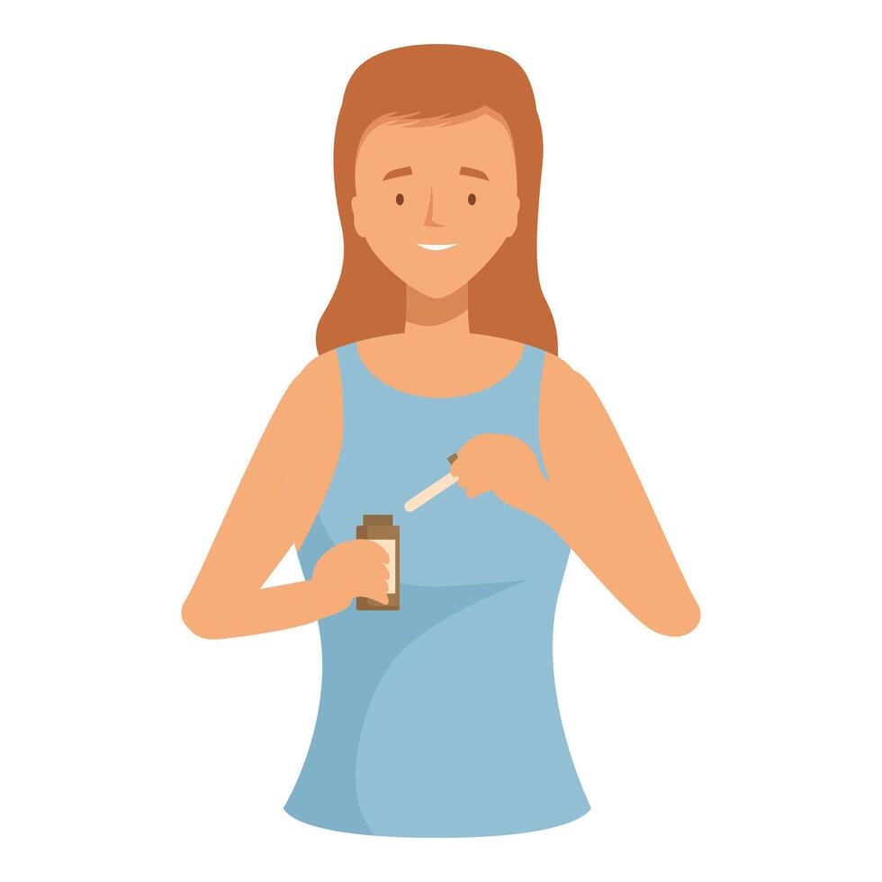 Woman using essential oils for aromatherapy treatment vector