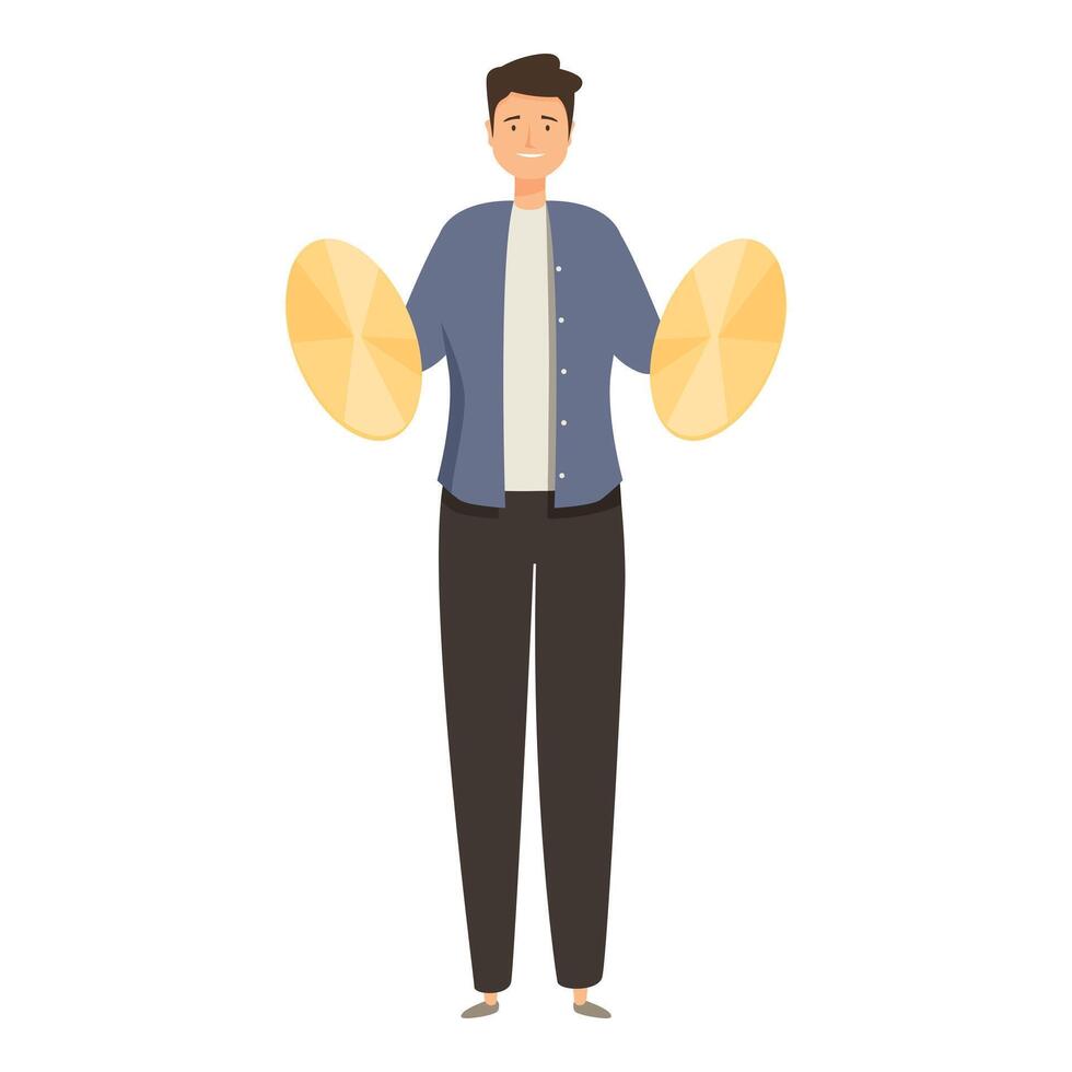 Musician playing cymbals with enthusiasm and joy vector
