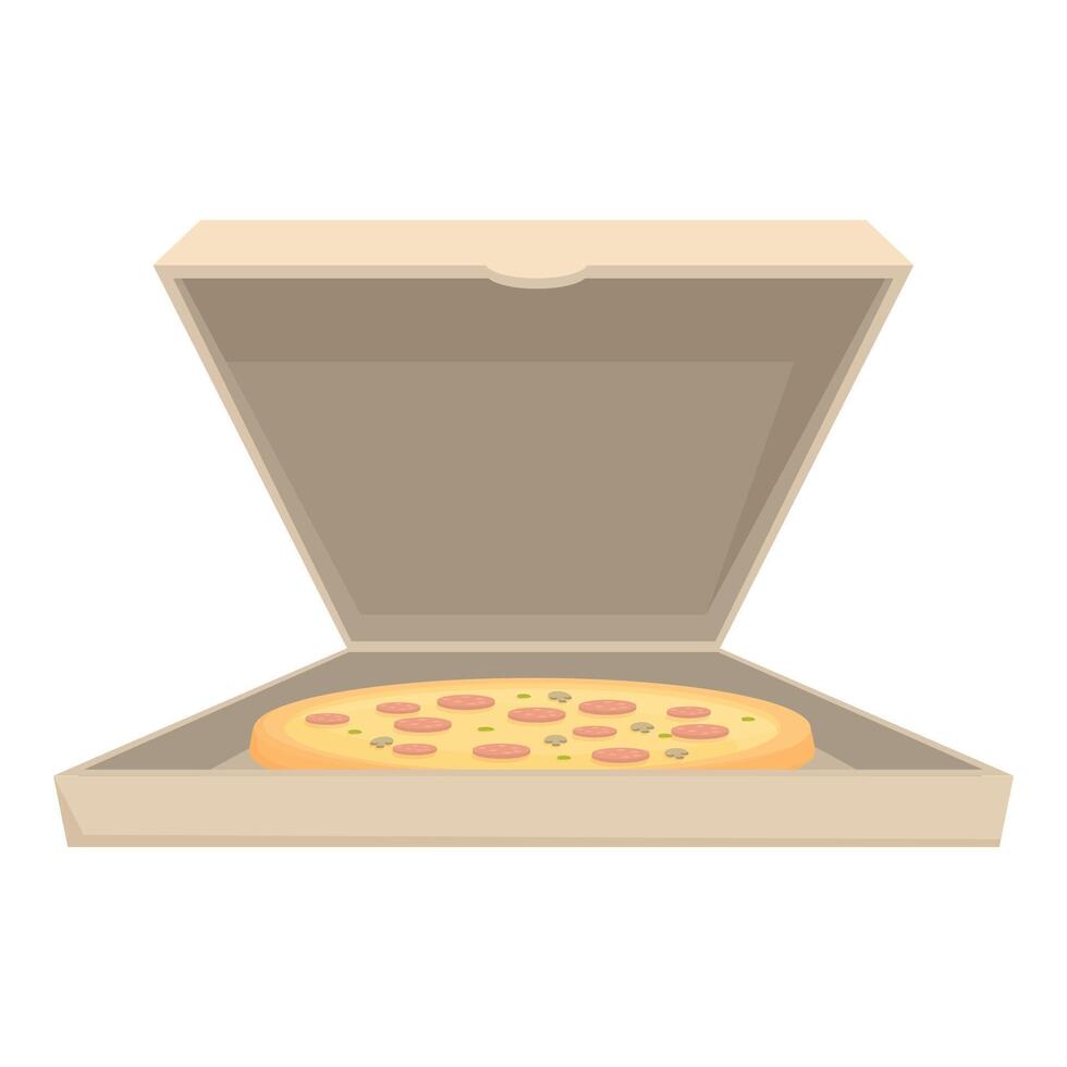 Freshly baked pizza being delivered in a cardboard box vector