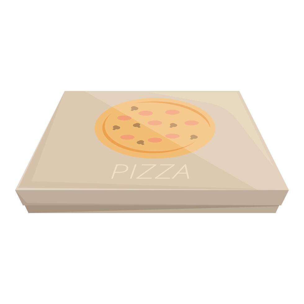 Closed cardboard pizza box containing freshly baked pizza vector