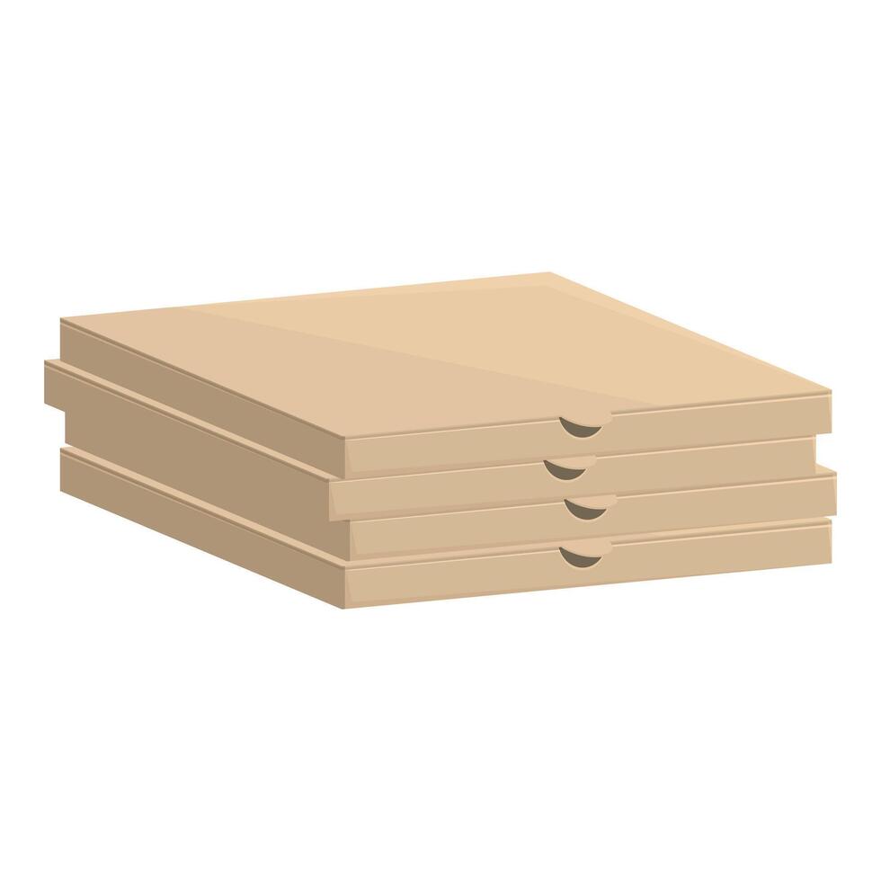 Stack of cardboard pizza boxes on white background vector