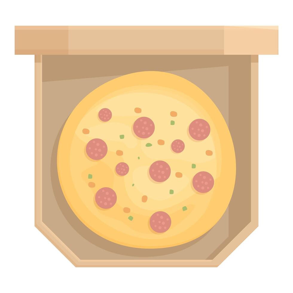 Delicious pizza lying in cardboard box waiting for delivery vector