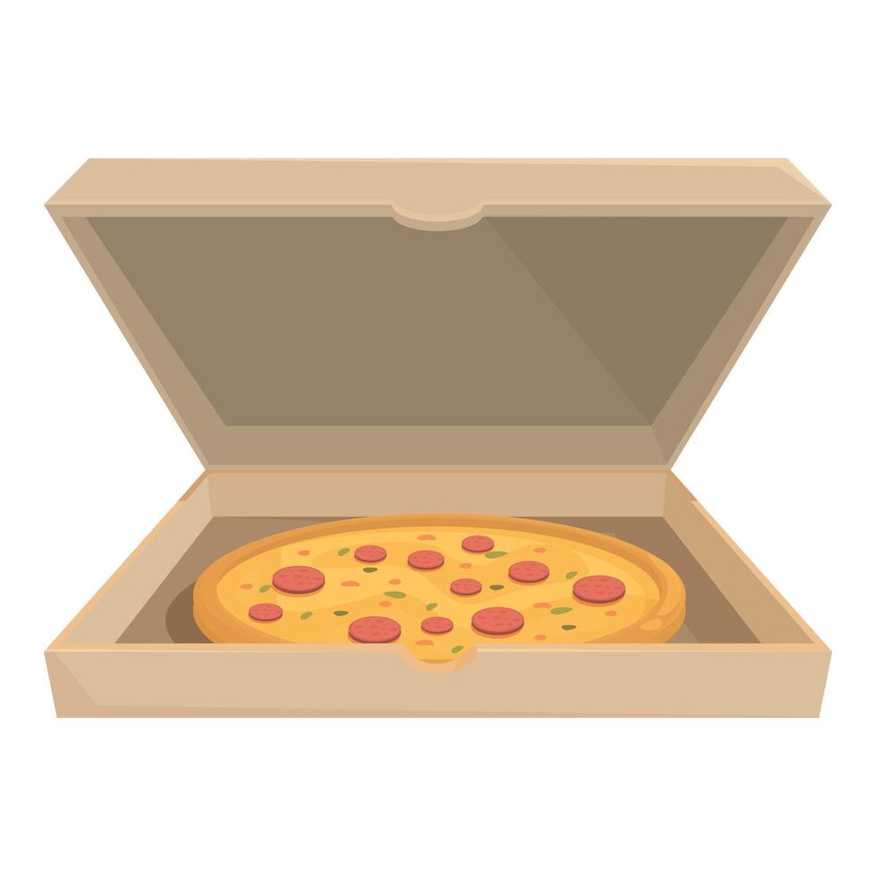Freshly baked pizza being delivered in a cardboard box vector