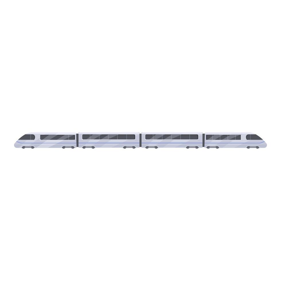 Modern high speed train with passenger cars moving on railroad vector