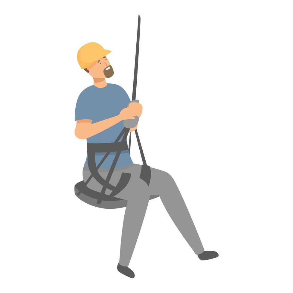 Construction worker using rope access for high rise building maintenance vector