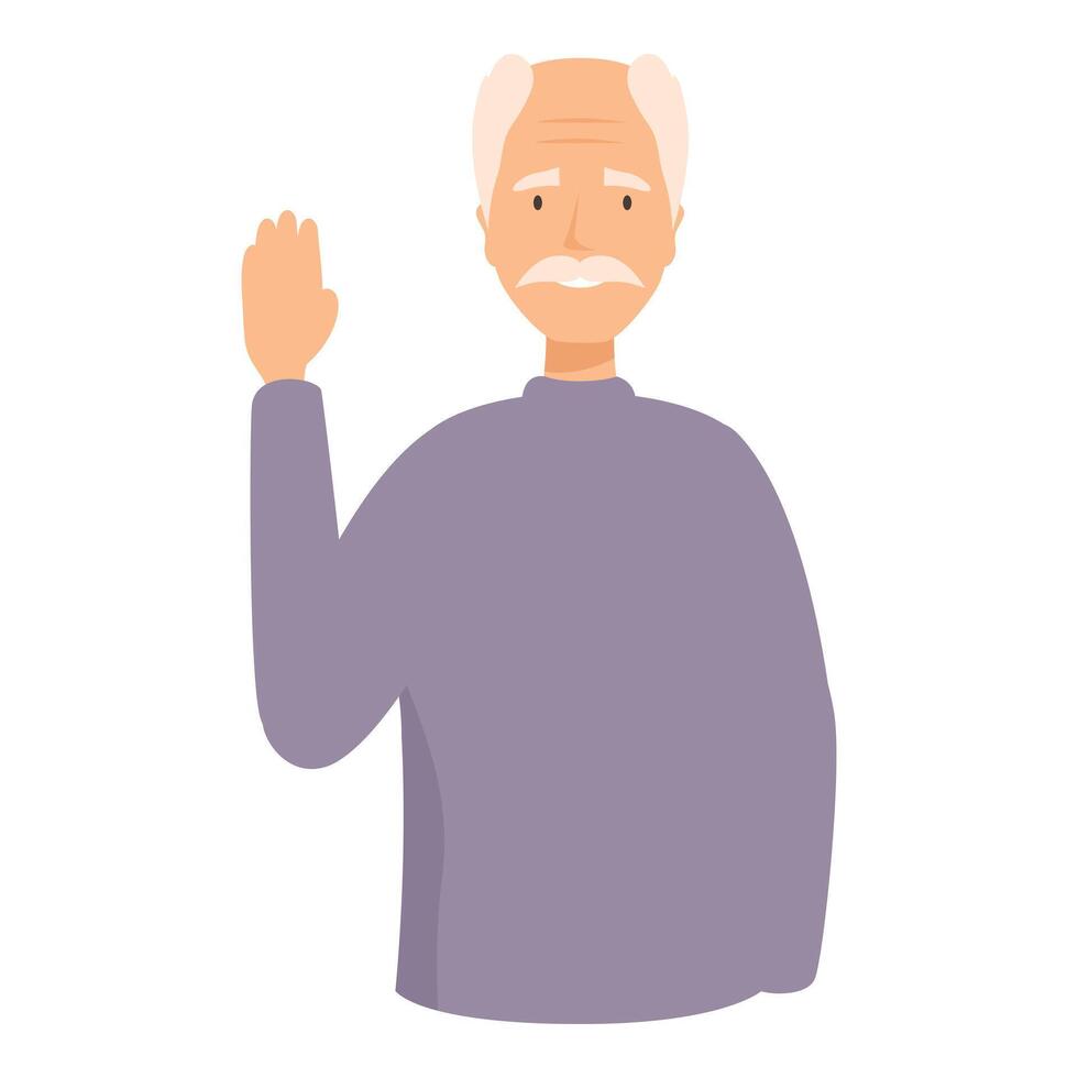 Senior man waving hand in greeting illustration vector