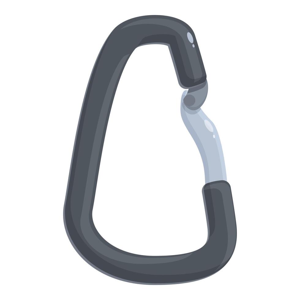 Climbing carabiner securing ropes for safe climbing vector