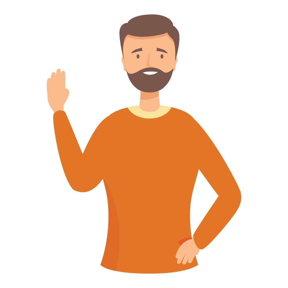 Smiling bearded man waving hand greeting gesture vector