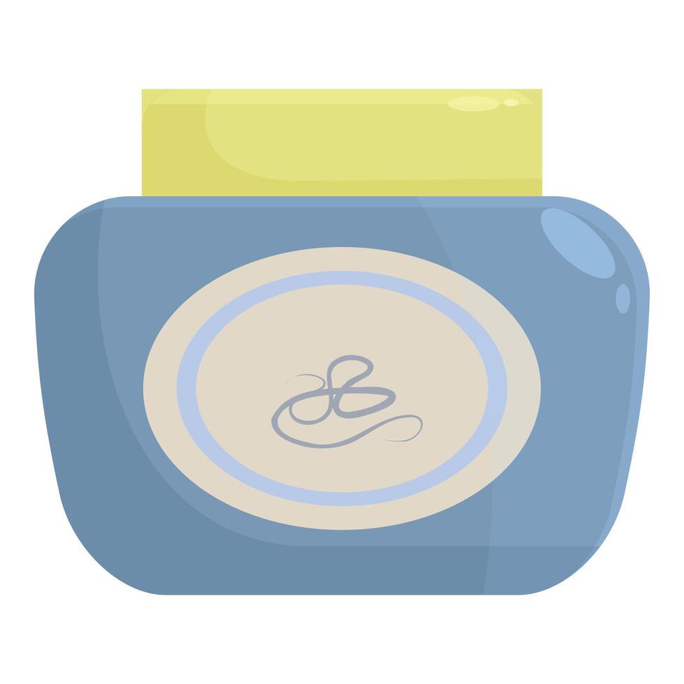 Blue cosmetic cream jar with yellow cap for branding mockup vector