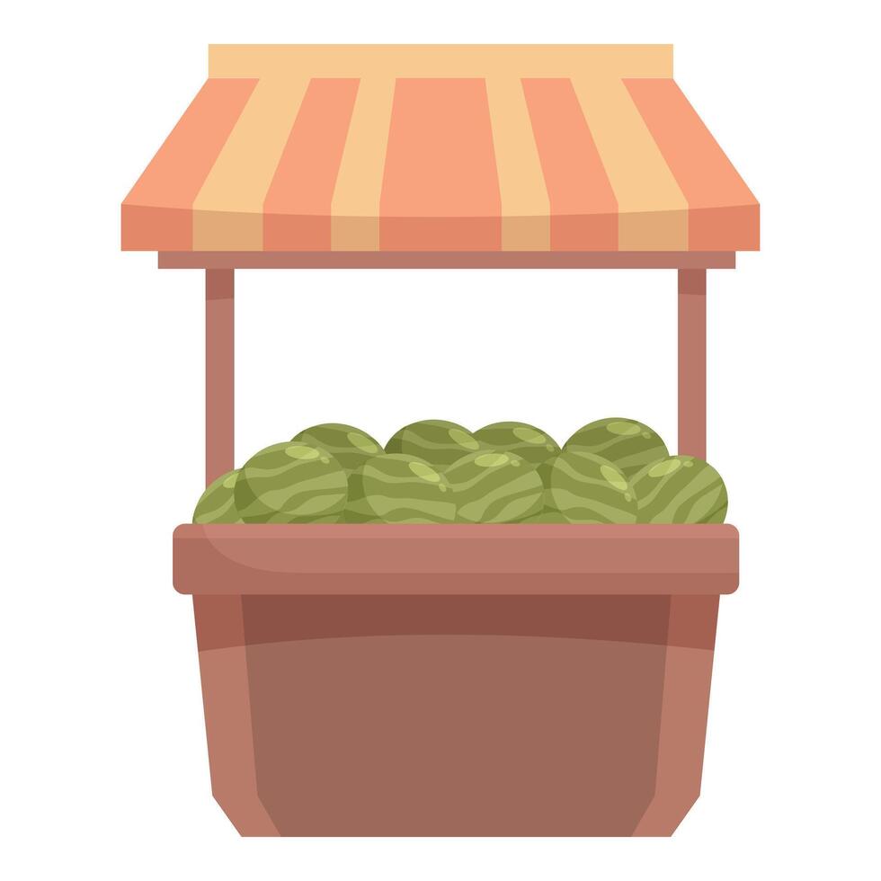 Street food stand selling watermelons, local market concept vector
