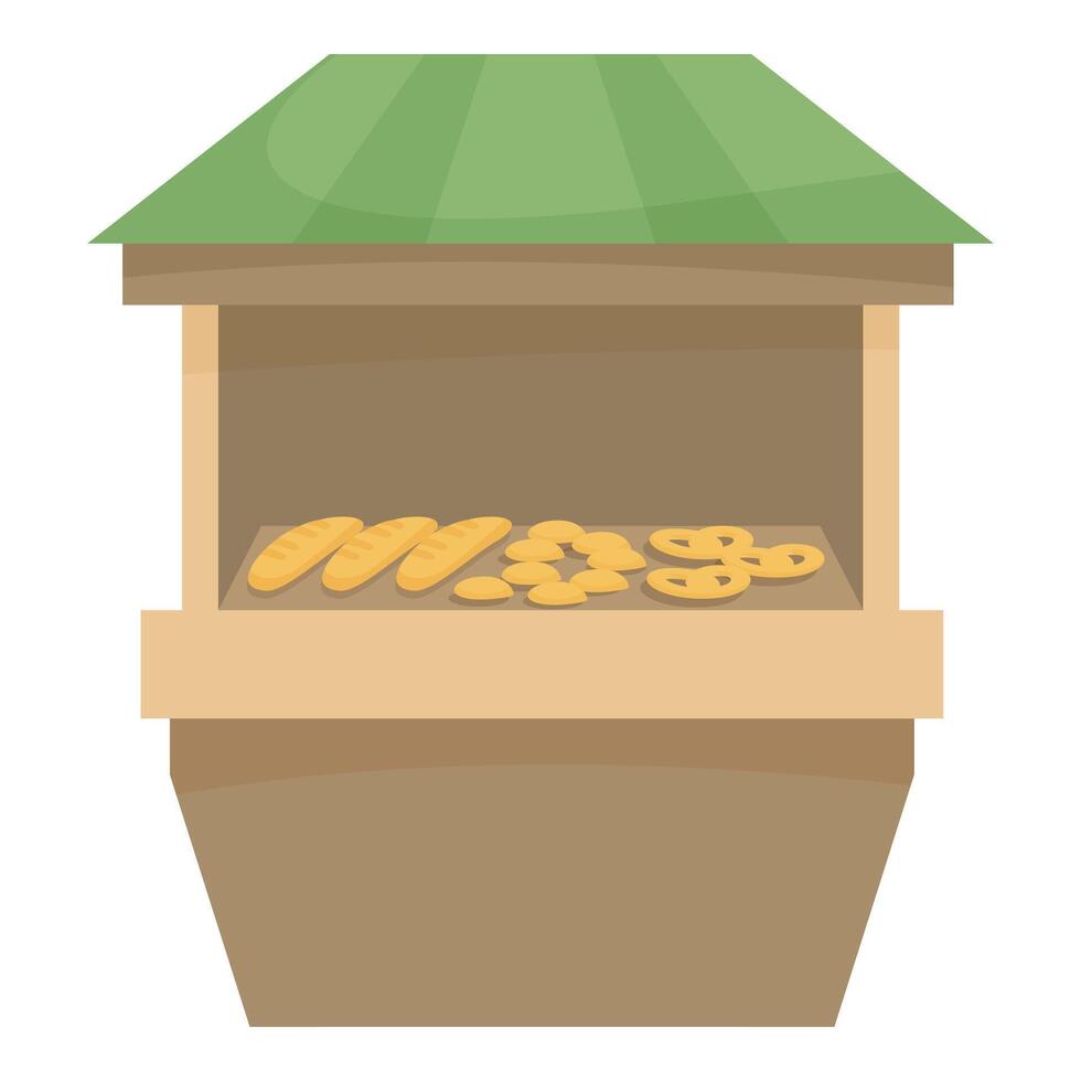 Street food kiosk selling bread and pastry products vector