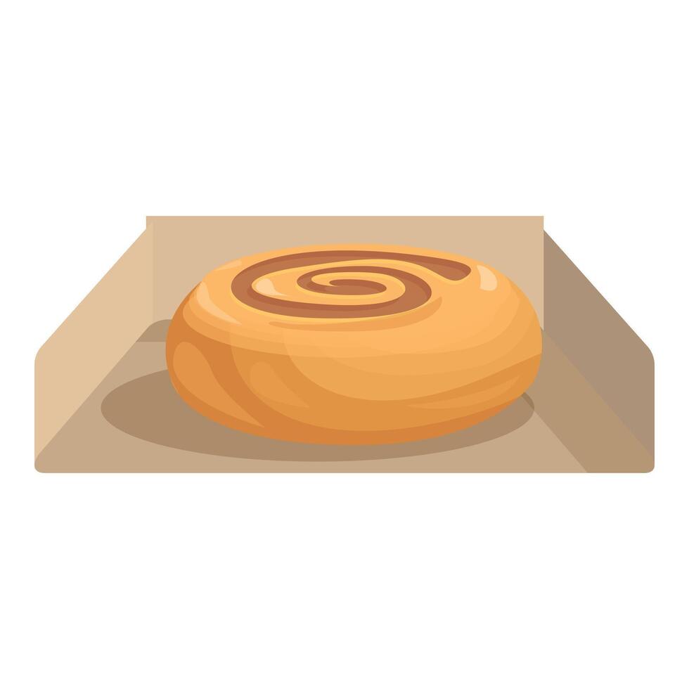 Freshly baked cinnamon roll resting in cardboard box vector