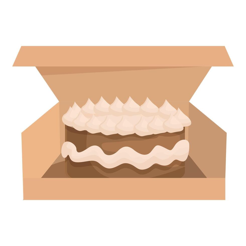 Chocolate cake with cream cheese frosting in a cardboard box vector
